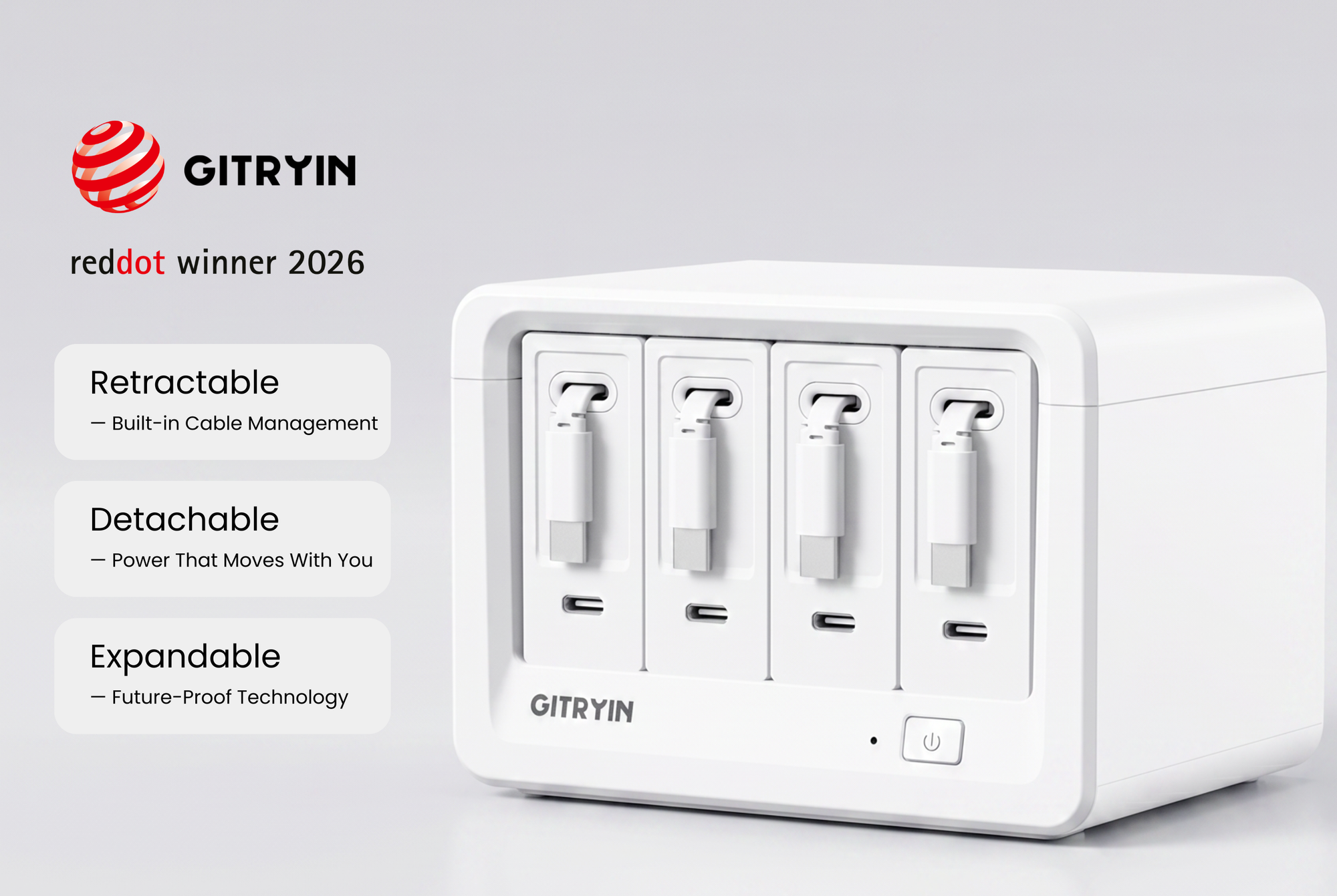GITRYIN Desktop Charging Station 12-in-1 was officially awarded the Red Dot Award: Product Design 2026