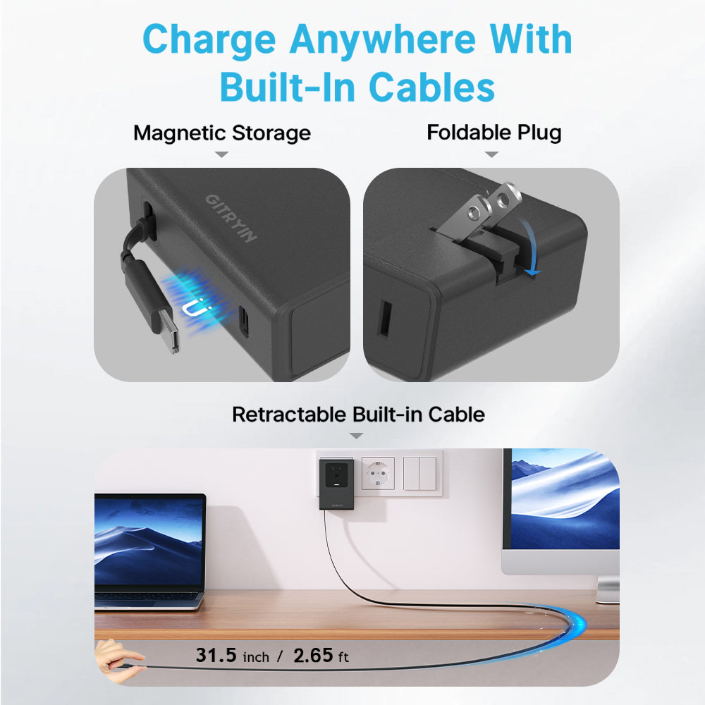 Gitryin Retractable Travel Adapter 5-in-1 Charger
