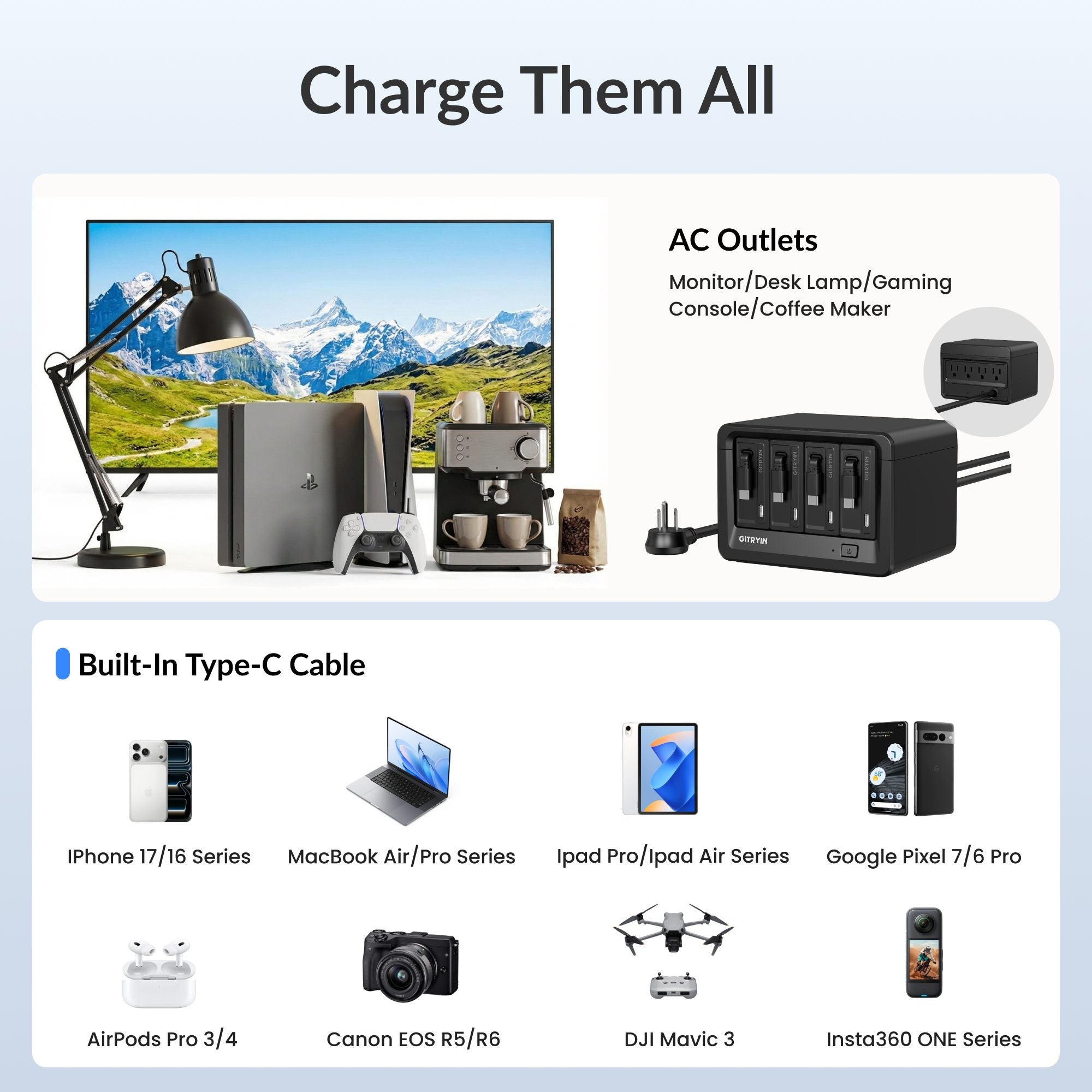 Gitryin Desktop Charging Station 12-in-1 (65W Combo) Features