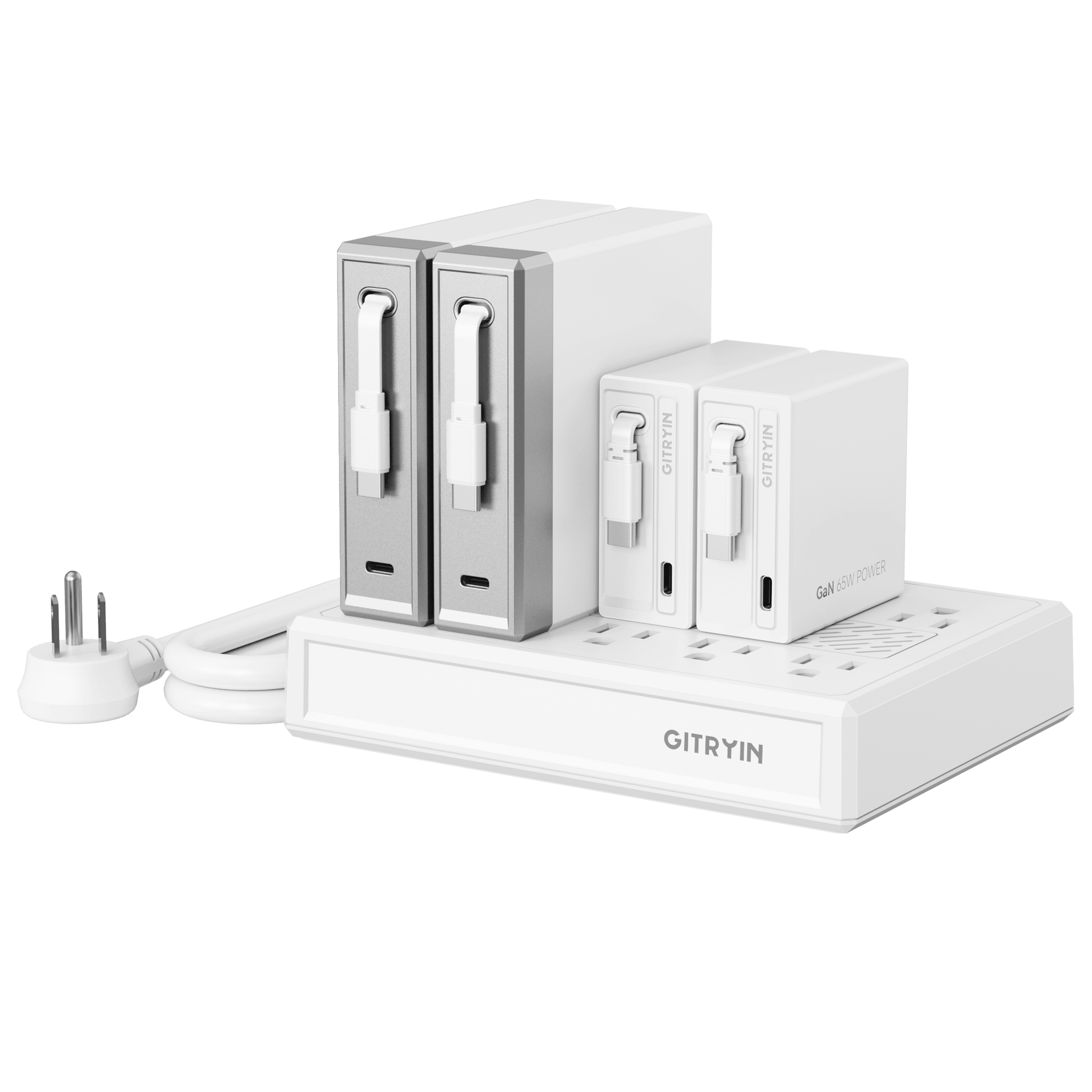 GITRYIN Modular Charging Station with Smart Cooling Fan White Features