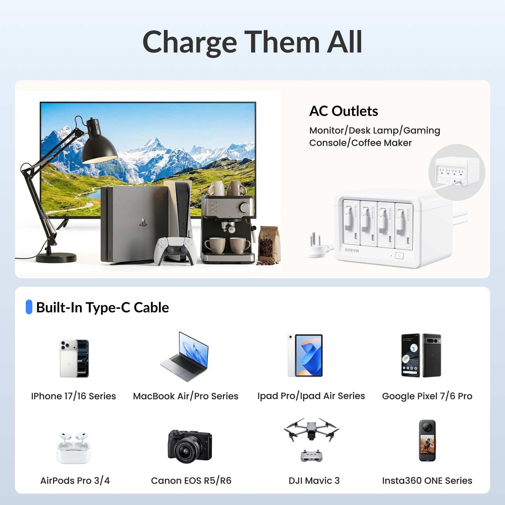 Gitryin Desktop Charging Station 12-in-1 (65W Combo) Features