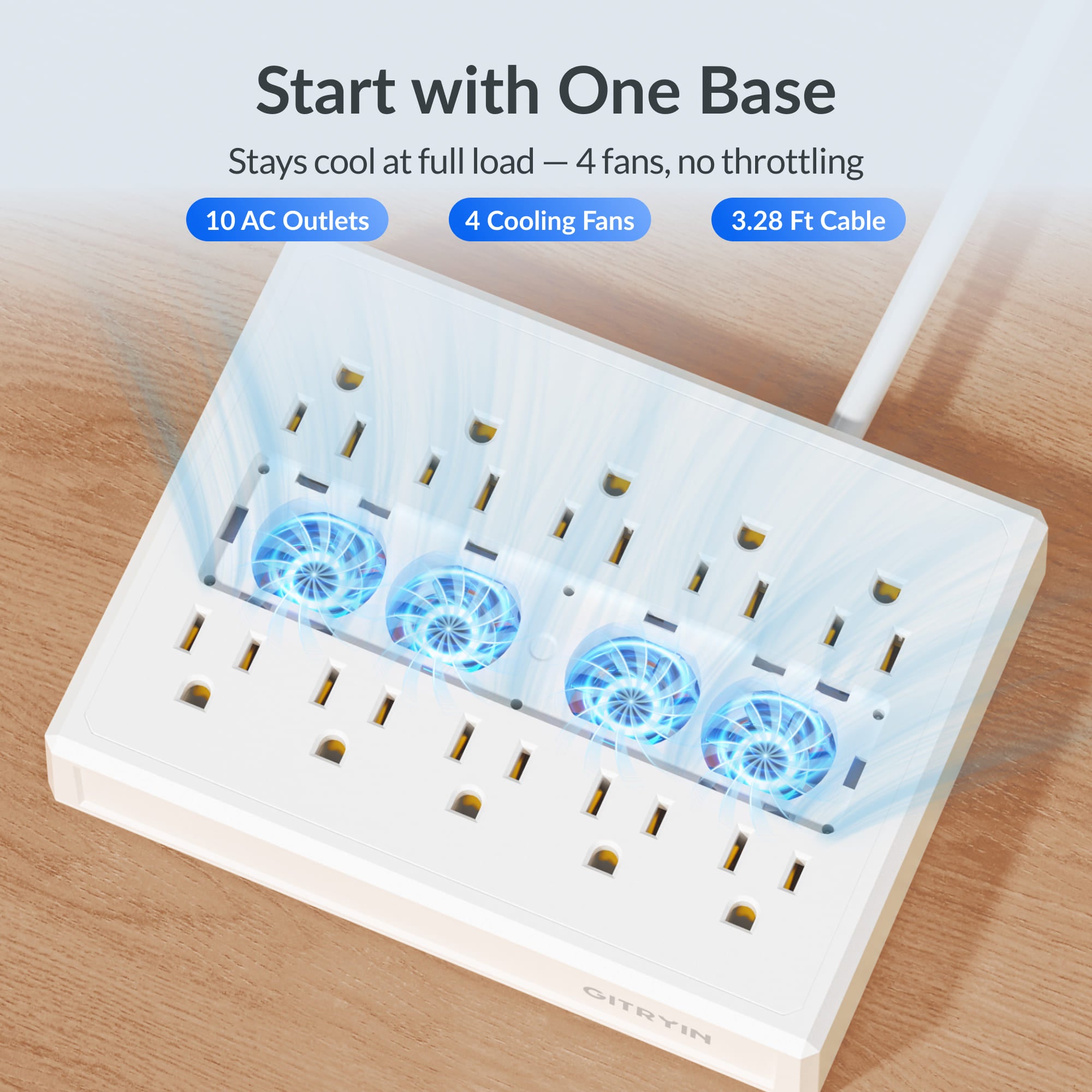 GITRYIN Modular Charging Station with Smart Cooling Fan White Features