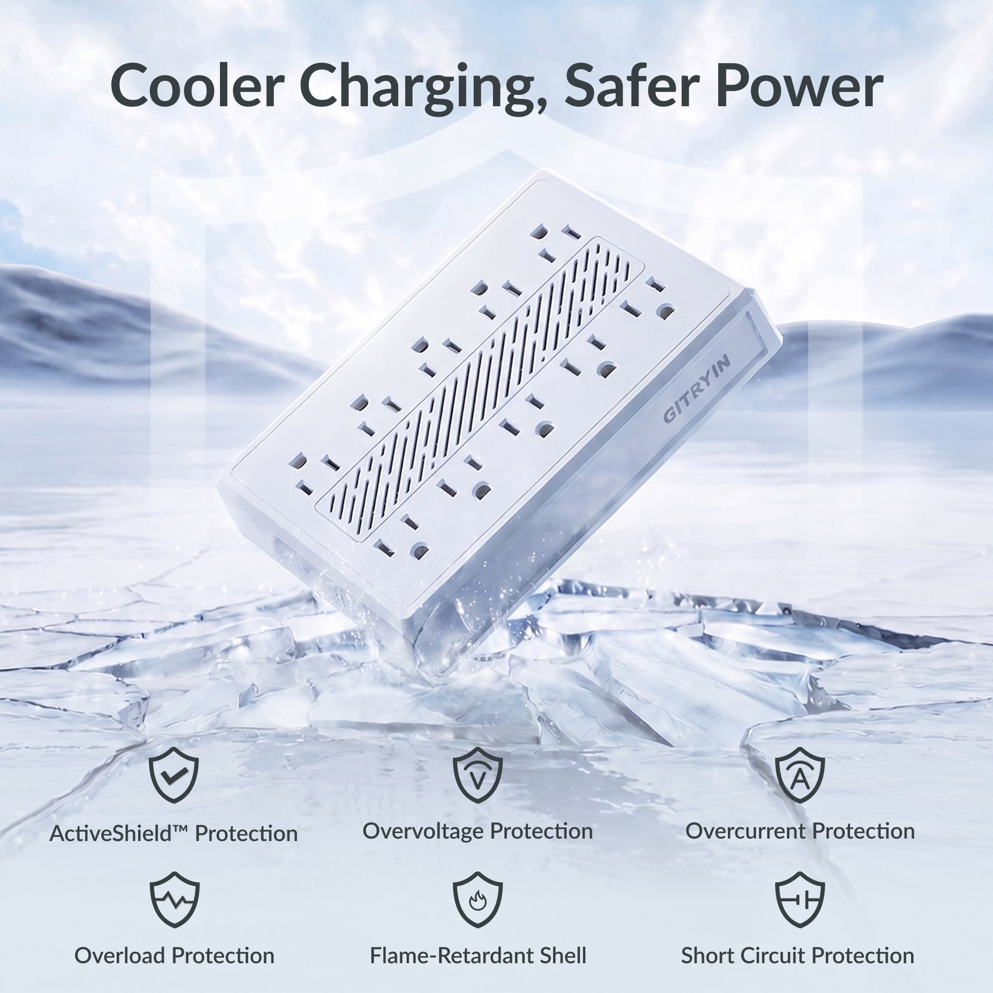 GITRYIN Modular Charging Station with Smart Cooling Fan White Features