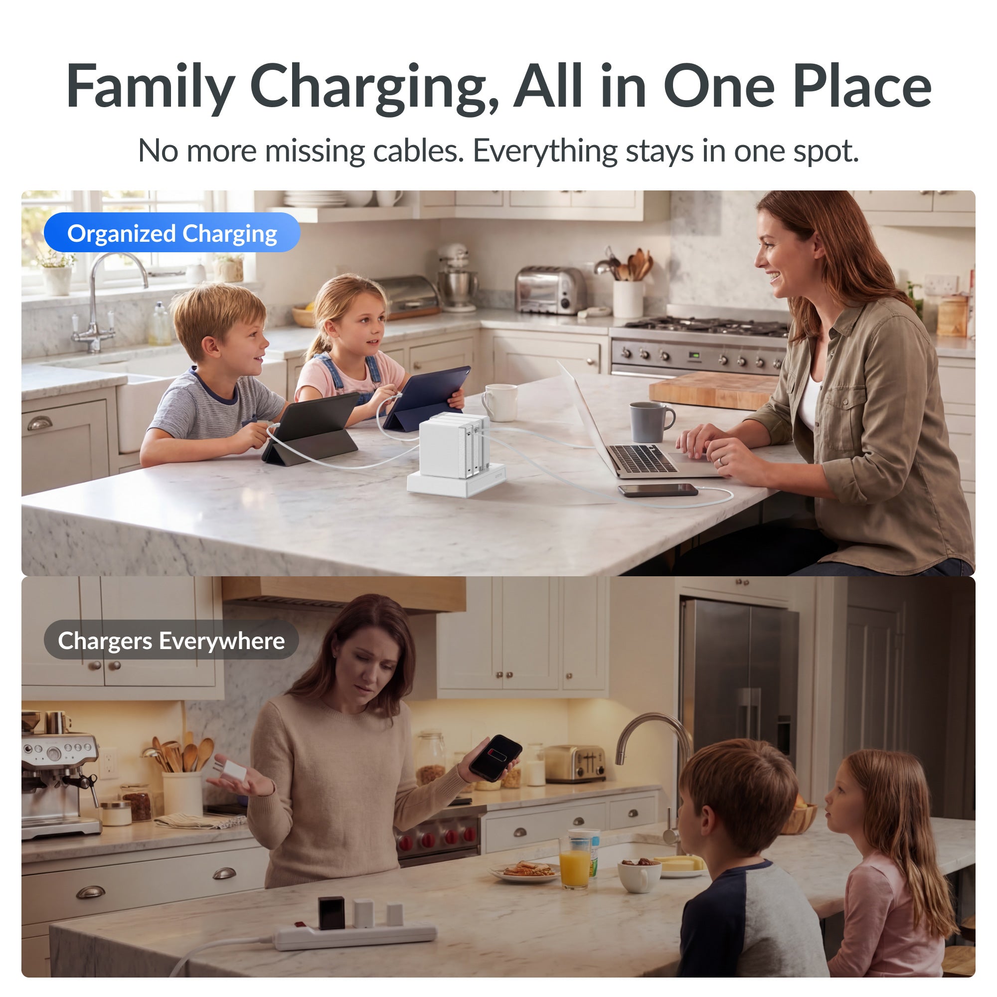 GITRYIN Modular Charging Station with Smart Cooling Fan White Features