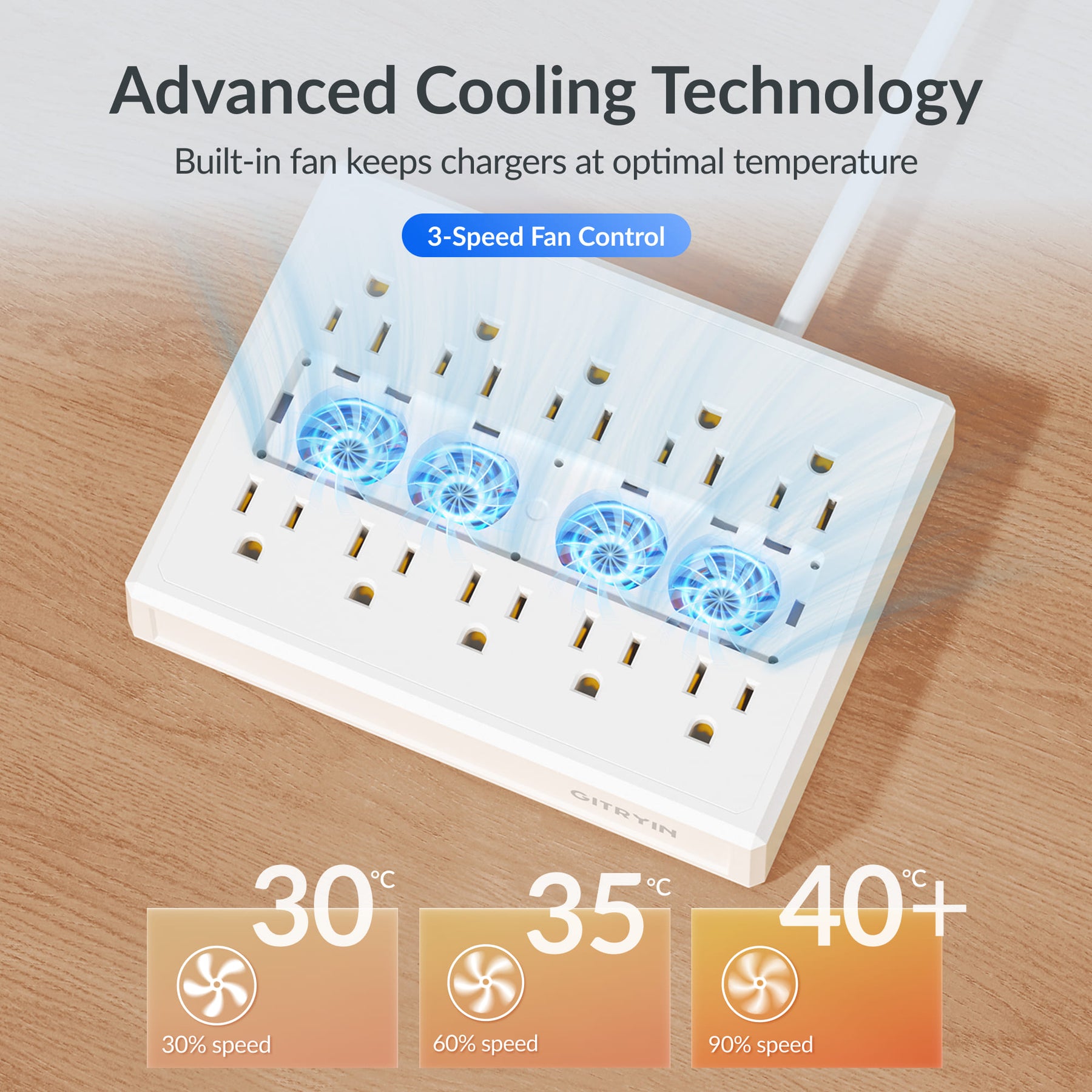 Gitryin 10-Outlet Smart Cooling Power Strip
