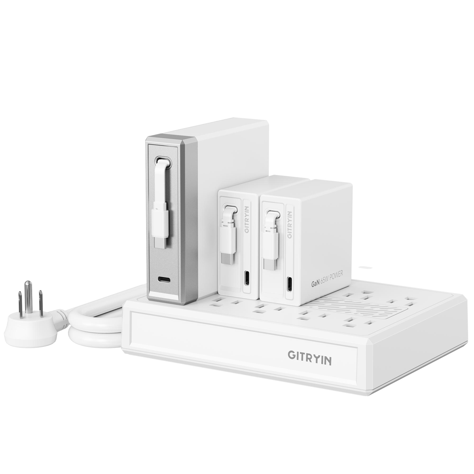 GITRYIN Modular Charging Station with Smart Cooling Fan White Features