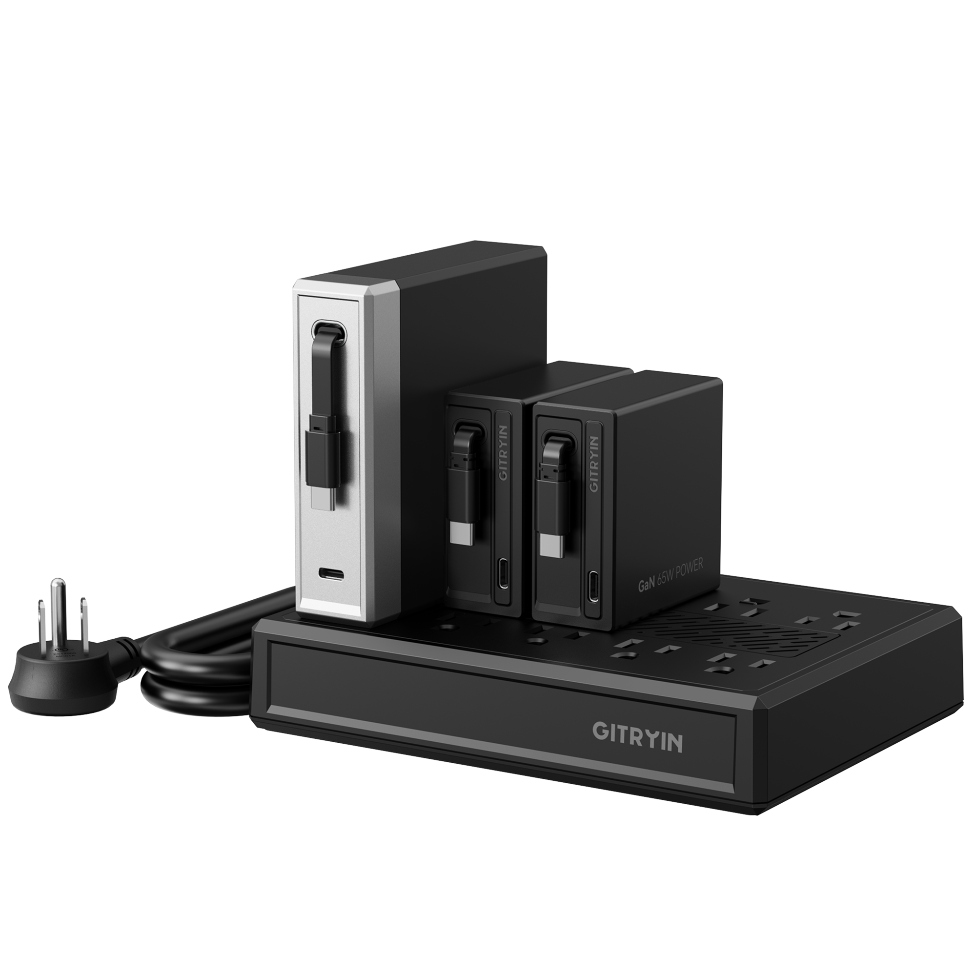 GITRYIN Modular Charging Station with Smart Cooling Fan Black Features