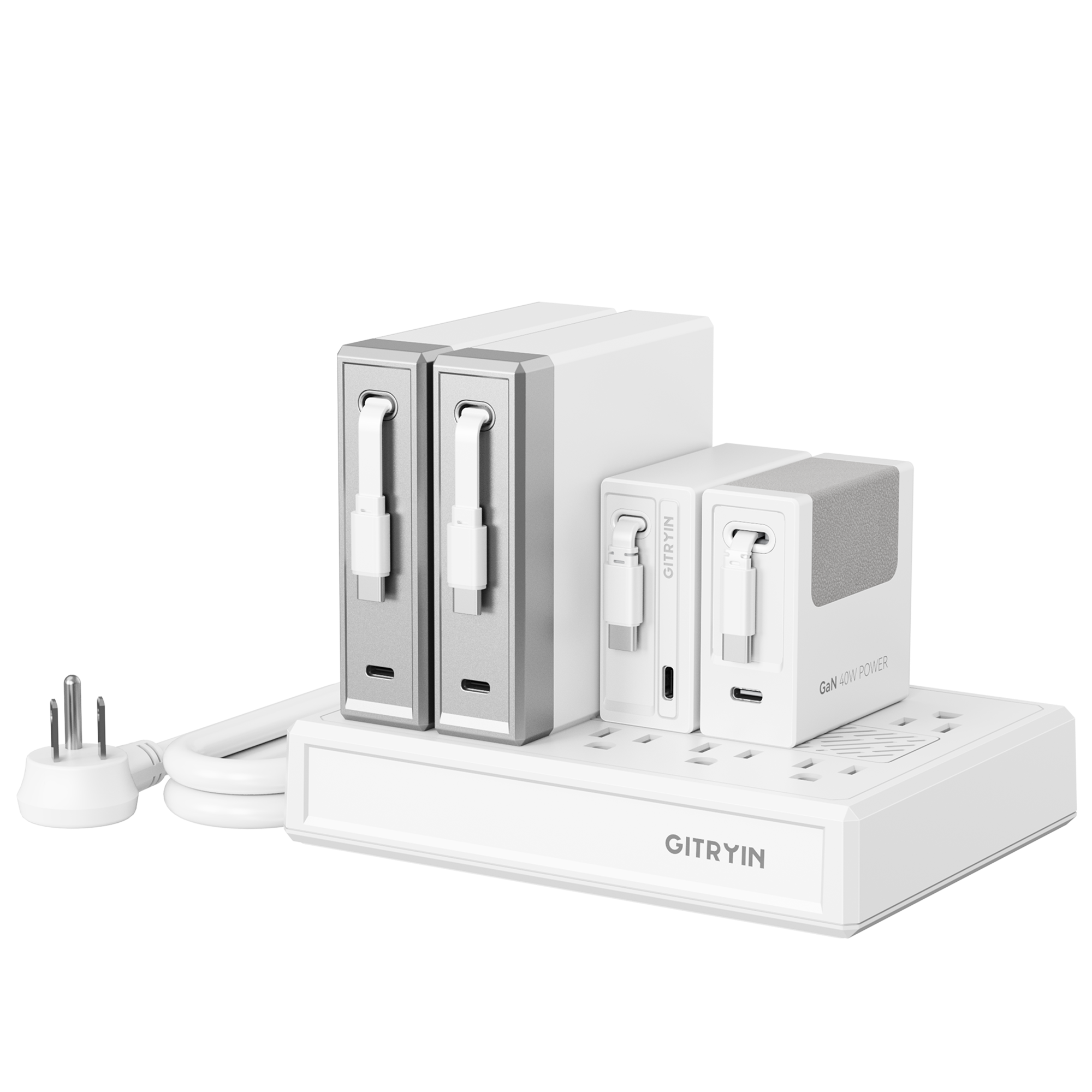 GITRYIN Modular Charging Station with Smart Cooling Fan White Features