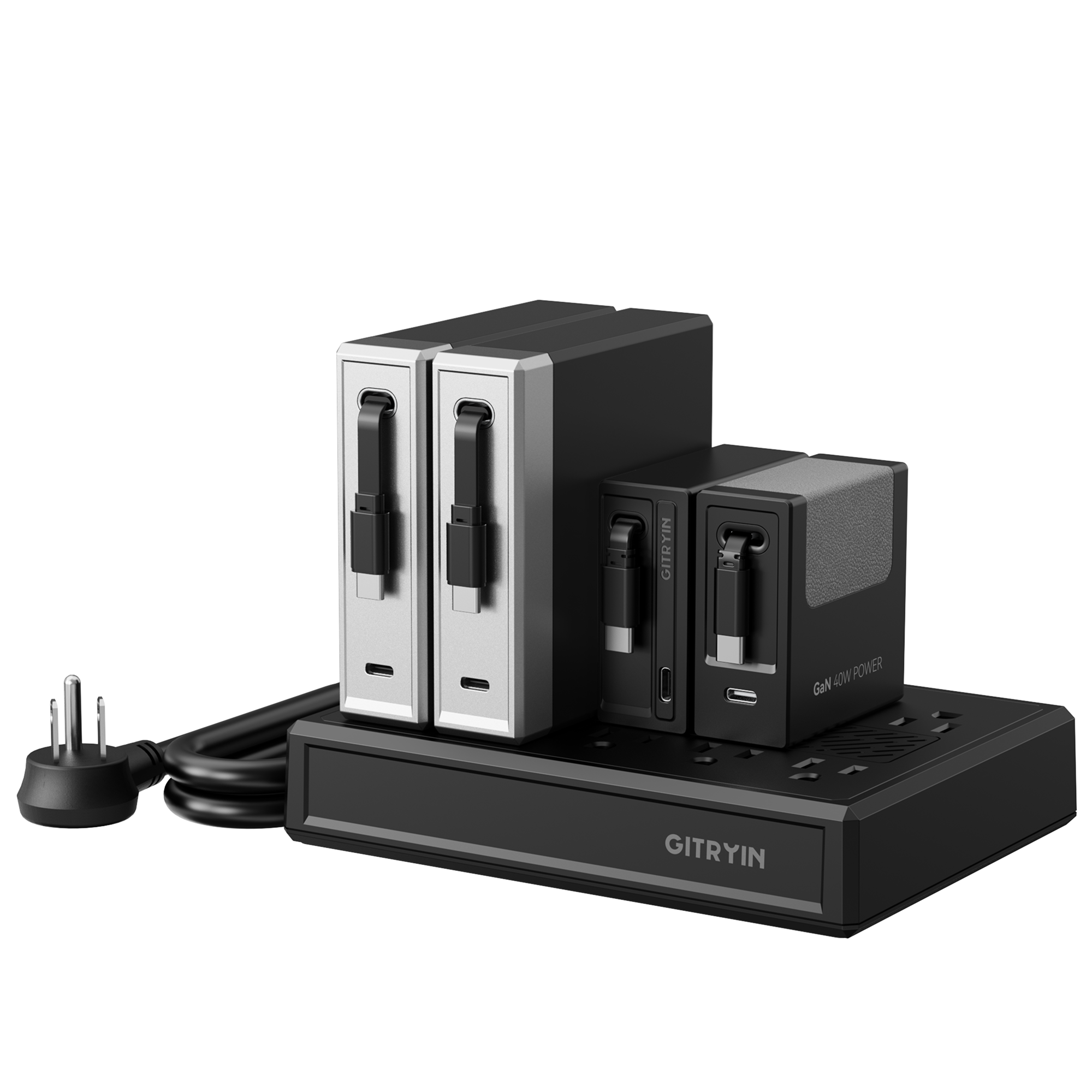 GITRYIN Modular Charging Station with Smart Cooling Fan Black Features