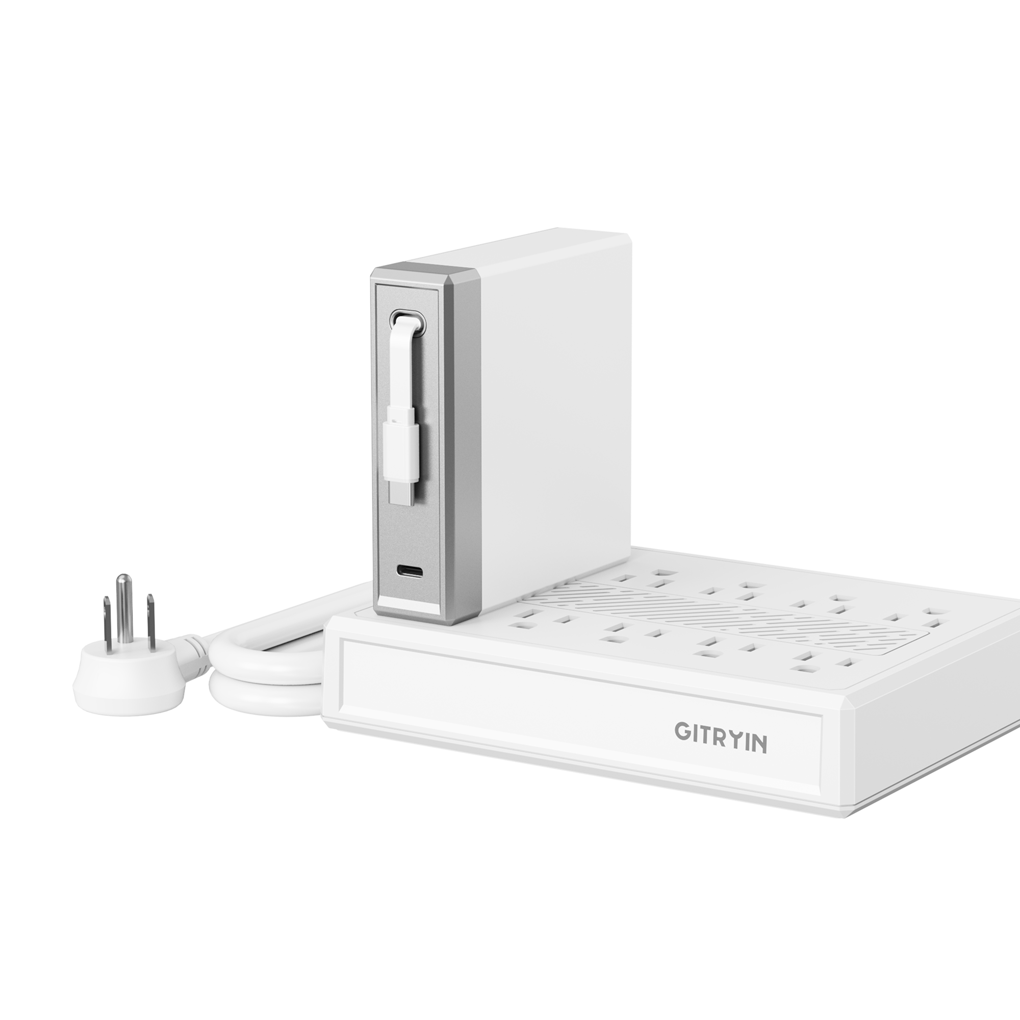 GITRYIN Modular Charging Station with Smart Cooling Fan White Features