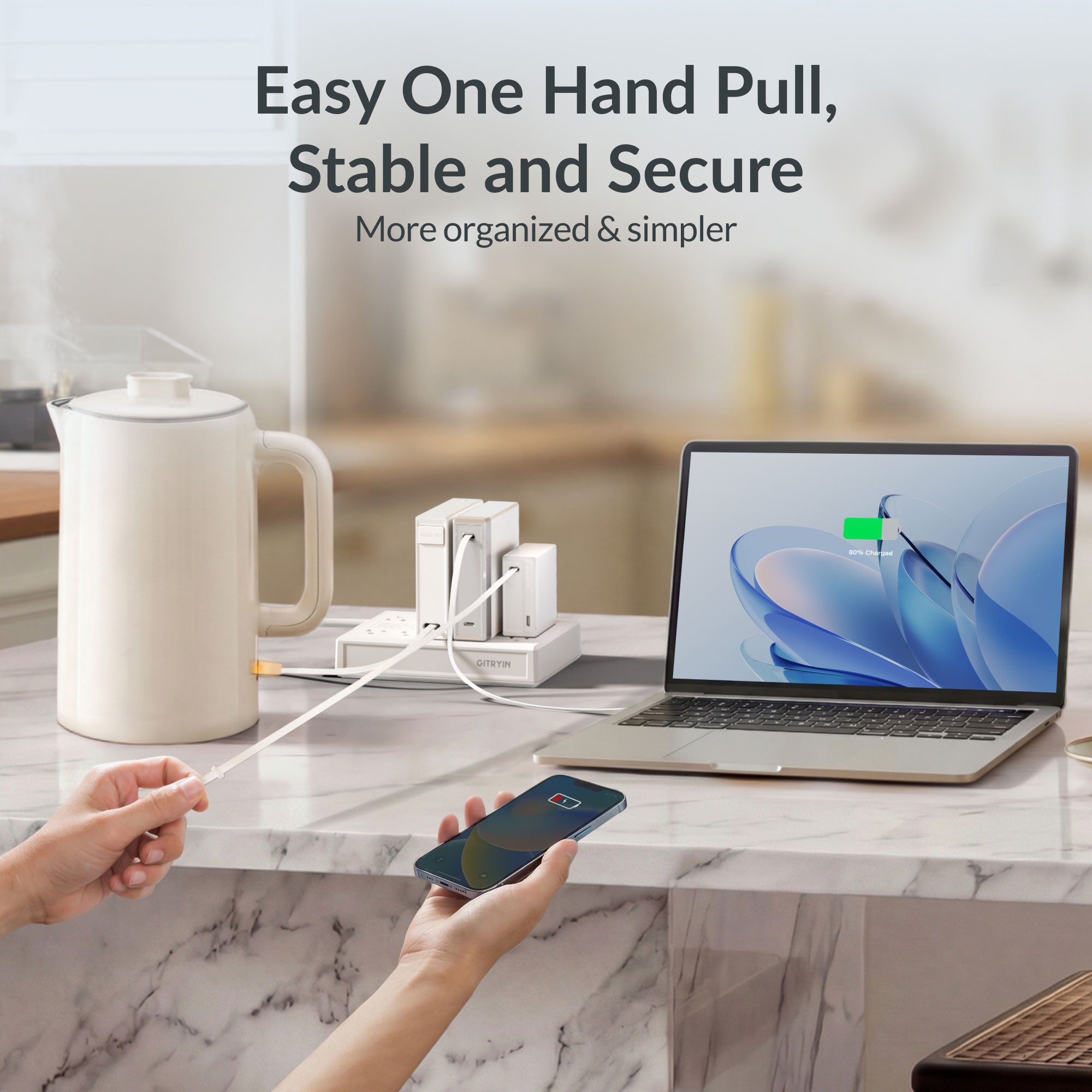 GITRYIN Modular Charging Station with Smart Cooling Fan White Features
