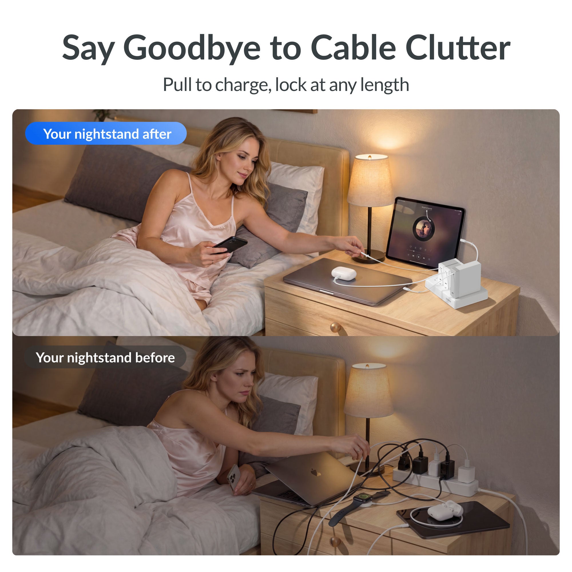 GITRYIN Modular Charging Station with Smart Cooling Fan White Features