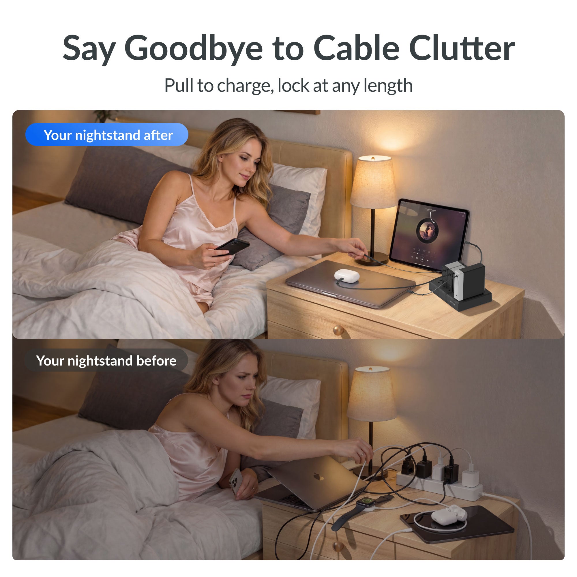 GITRYIN Modular Charging Station with Smart Cooling Fan White Features