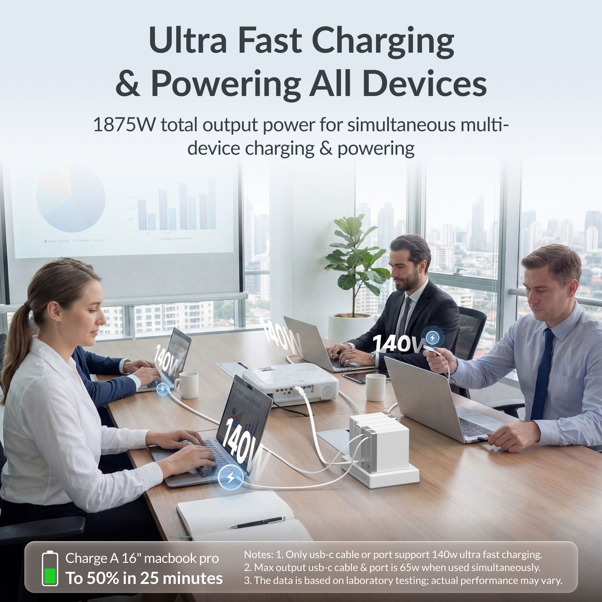 GITRYIN Modular Charging Station with Smart Cooling Fan White Features