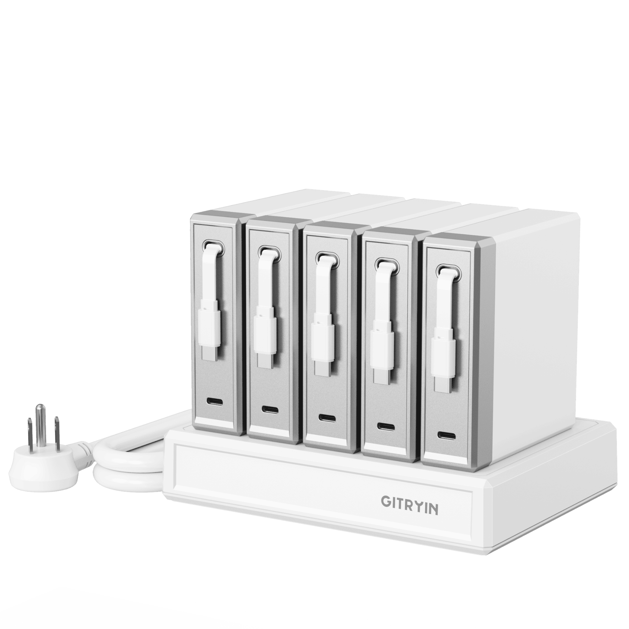GITRYIN Modular Charging Station with Smart Cooling Fan White Features
